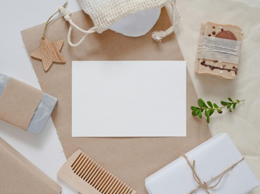 a white paper on a brown surface