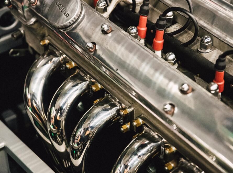 a close up of a car engine