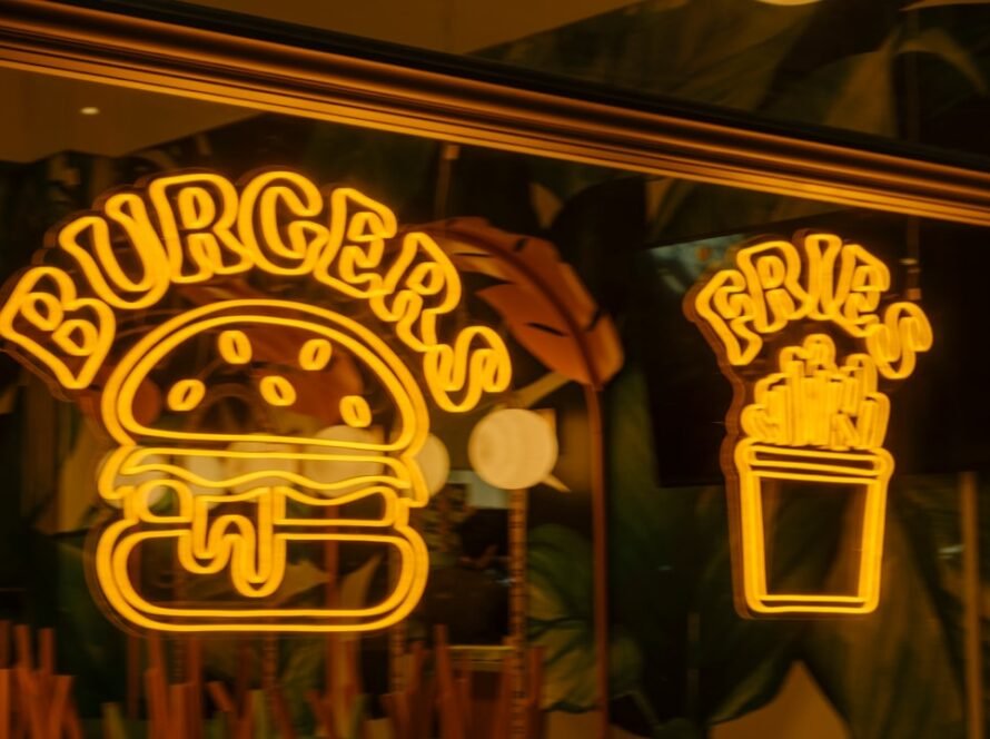 a neon lights on a window