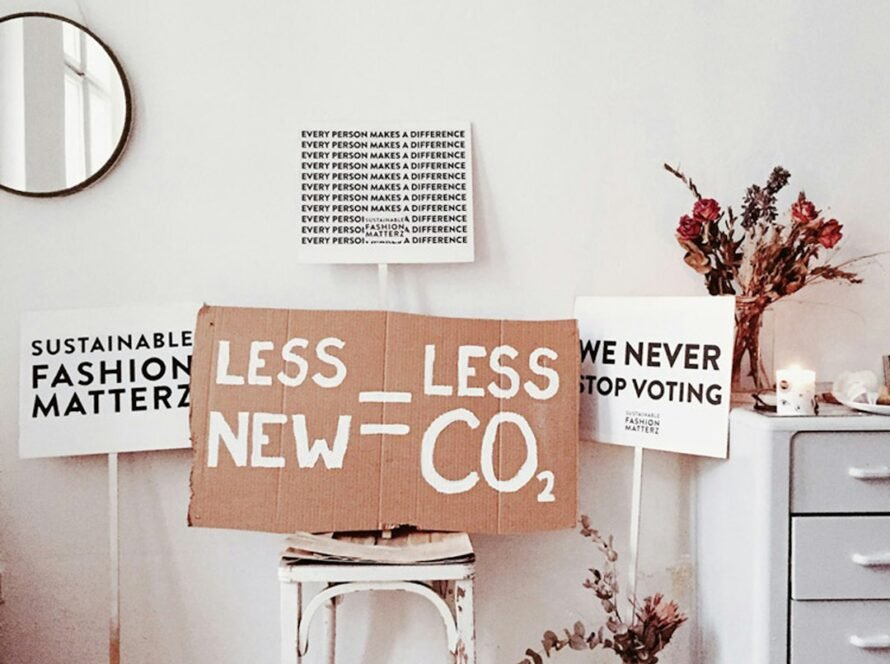 a chair with signs on it