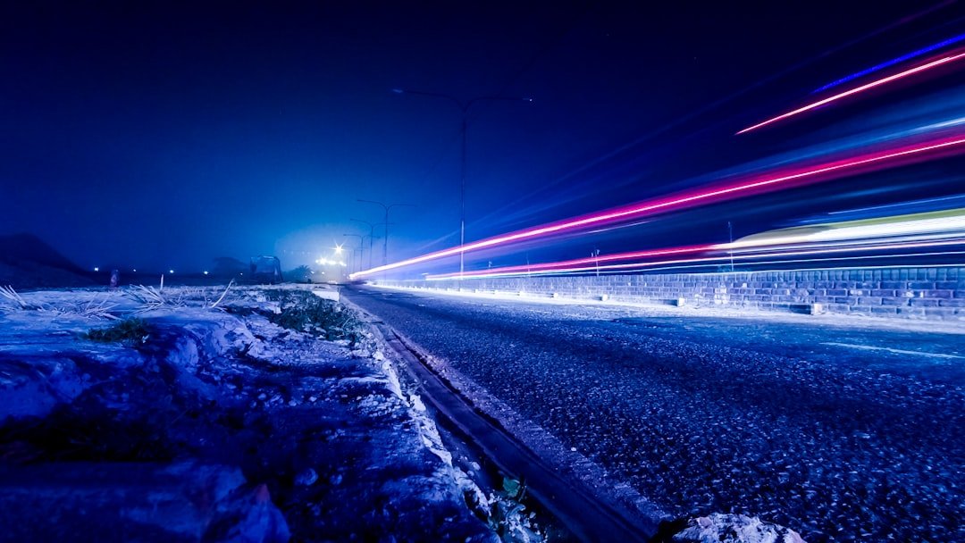 a road with lights on it