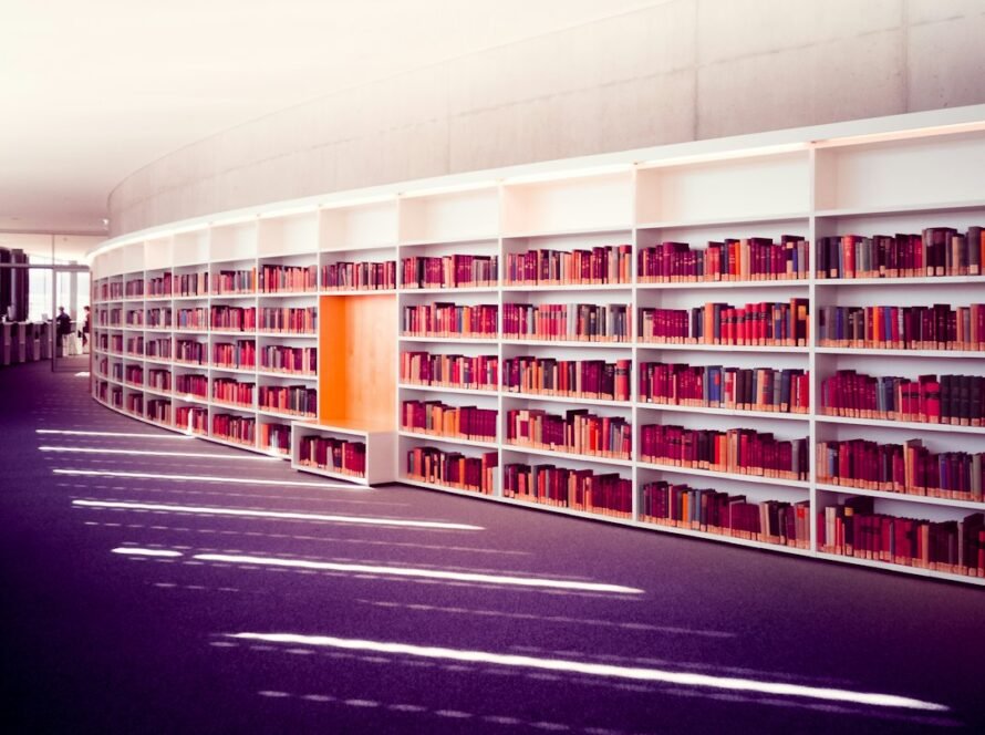 a library with many books on shelves