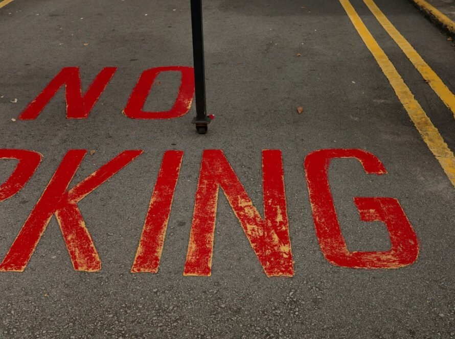 a no king painted on the road